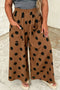 Polka Dot Print Elastic Waist Flowing Wide Leg Pants