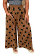 Polka Dot Print Elastic Waist Flowing Wide Leg Pants