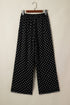 Polka Dot Print Elastic Waist Lace Hem Loose Pants