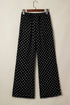 Polka Dot Print Elastic Waist Lace Hem Loose Pants