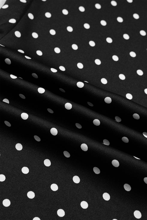 Polka Dot Print Elastic Waist Lace Hem Loose Pants