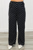 Polka Dot Print Elastic Waist Lace Hem Loose Pants