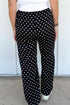 Polka Dot Print Elastic Waist Lace Hem Loose Pants
