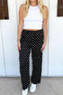 Polka Dot Print Elastic Waist Lace Hem Loose Pants