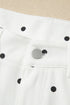 Polka Dot Print Embroidered Scallop Hem Shorts
