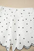 Polka Dot Print Embroidered Scallop Hem Shorts