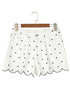 Polka Dot Print Embroidered Scallop Hem Shorts