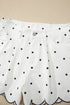Polka Dot Print Embroidered Scallop Hem Shorts