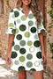 Polka Dot Print Flounced Half Sleeve A Line Mini Dress