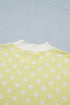 Polka Dot Print Graphic Trim Mock Neck Short Set