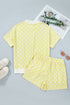 Polka Dot Print Graphic Trim Mock Neck Short Set