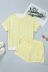 Polka Dot Print Graphic Trim Mock Neck Short Set