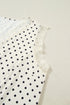 Polka Dot Print Lace Trim Sleeveless V Neck Blouse