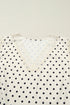 Polka Dot Print Lace Trim Sleeveless V Neck Blouse