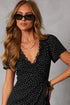 Polka Dot Print Lace Trim Wrap Mini Dress