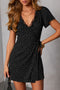 Polka Dot Print Lace Trim Wrap Mini Dress