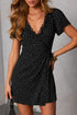 Polka Dot Print Lace Trim Wrap Mini Dress