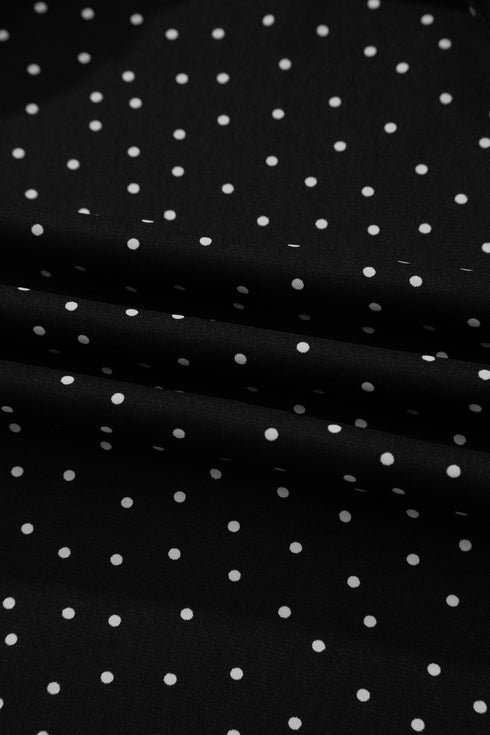 Polka Dot Print Lace Trim Wrap Mini Dress