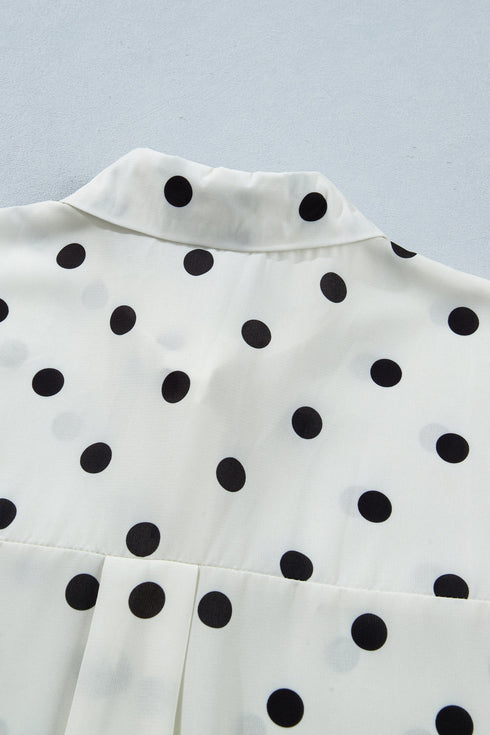 Polka Dot Print Loose Fit Dolman Sleeve Shirt