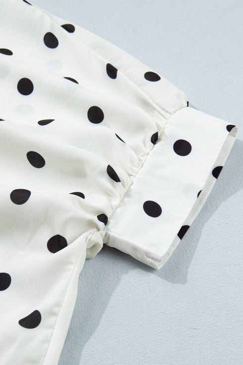 Polka Dot Print Loose Fit Dolman Sleeve Shirt