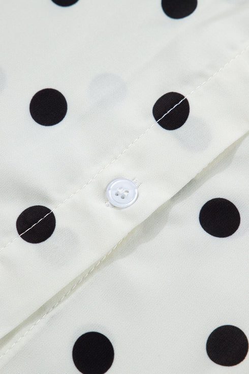 Polka Dot Print Loose Fit Dolman Sleeve Shirt