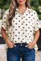 Polka Dot Print Loose Fit Dolman Sleeve Shirt