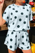 Polka Dot Print Loose Tee Drawstring Waist Short Sets