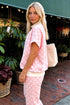 Polka Dot Print Mock Neck Short Sleeve Shift Pant Set