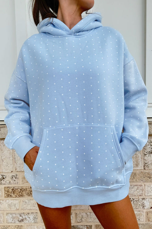 Polka Dot Print Oversized Hoodie Two Piece Short Set