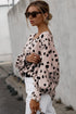 Polka Dot Print Oversized Puff Sleeve Frill Blouse