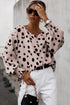 Polka Dot Print Oversized Puff Sleeve Frill Blouse