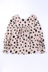 Polka Dot Print Oversized Puff Sleeve Frill Blouse