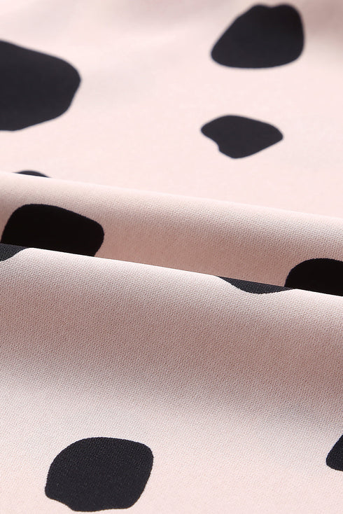 Polka Dot Print Oversized Puff Sleeve Frill Blouse