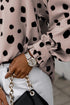 Polka Dot Print Oversized Puff Sleeve Frill Blouse
