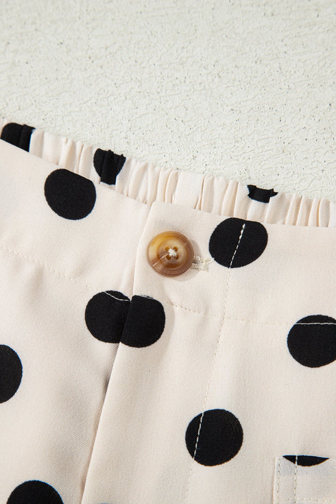 Polka Dot Print Patched Pocket Wide Leg Loose Pants