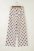 Polka Dot Print Patched Pocket Wide Leg Loose Pants