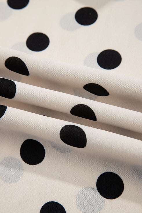 Polka Dot Print Patched Pocket Wide Leg Loose Pants