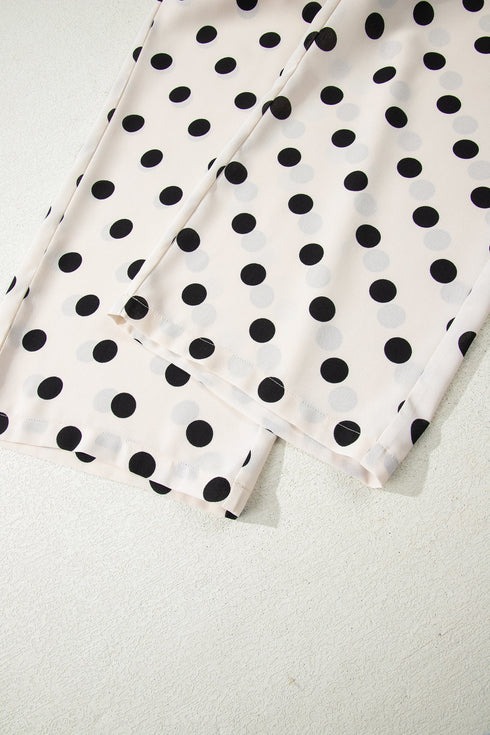 Polka Dot Print Patched Pocket Wide Leg Loose Pants