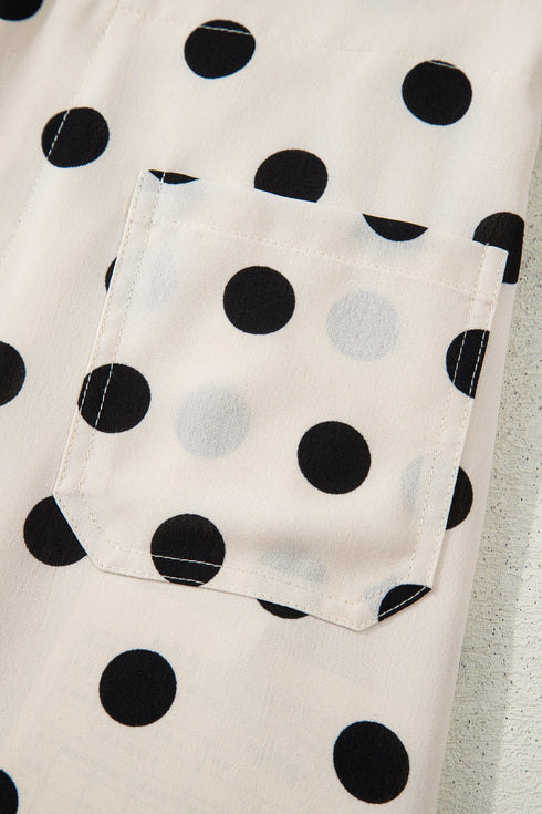 Polka Dot Print Patched Pocket Wide Leg Loose Pants
