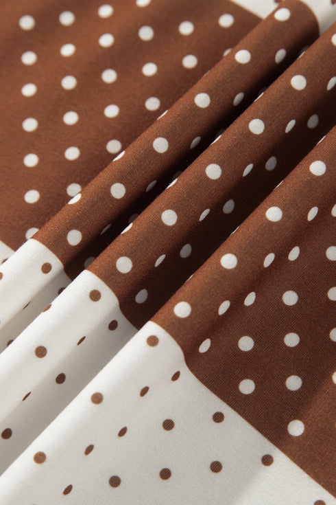 Polka Dot Print Patchwork Long Sleeve Top