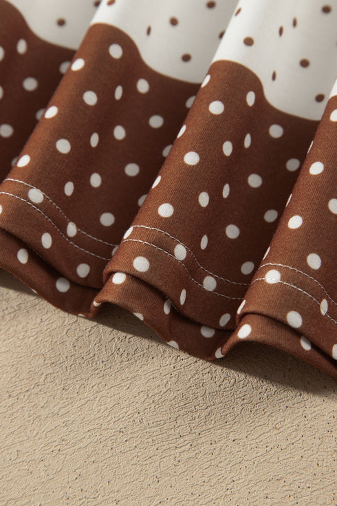 Polka Dot Print Patchwork Long Sleeve Top