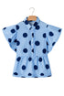 Polka Dot Print Ruffle Sleeve Button Front Blouse