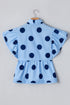 Polka Dot Print Ruffle Sleeve Button Front Blouse
