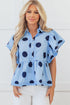 Polka Dot Print Ruffle Sleeve Button Front Blouse