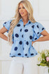 Polka Dot Print Ruffle Sleeve Button Front Blouse