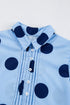 Polka Dot Print Ruffle Sleeve Button Front Blouse