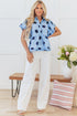 Polka Dot Print Ruffle Sleeve Button Front Blouse