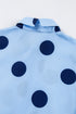 Polka Dot Print Ruffle Sleeve Button Front Blouse