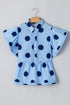 Polka Dot Print Ruffle Sleeve Button Front Blouse