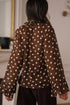 Polka Dot Print Ruffle Trim V Neck Bell Sleeve Blouse